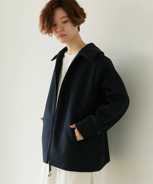 nitca(ニトカ)の「▲W/Ca平二重メルトン フロントジップコート(その他アウター・レディース・ダークネイビー/モスグリーン・FREE)」の3枚目の写真