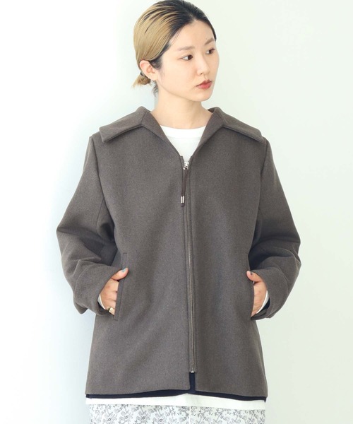 nitca(ニトカ)の「▲W/Ca平二重メルトン フロントジップコート(その他アウター・レディース・ダークネイビー/モスグリーン・FREE)」の19枚目の写真