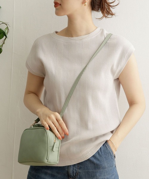 URBAN RESEARCH DOORS（アーバンリサーチドアーズ）の「ランダムワッフルフレンチスリーブ（Tシャツ/カットソー・レディース・ライトグレー/ブラック系その他/オフホワイト・ONE）」の3枚目の写真