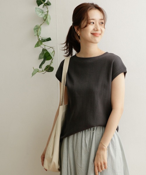 URBAN RESEARCH DOORS（アーバンリサーチドアーズ）の「ランダムワッフルフレンチスリーブ（Tシャツ/カットソー・レディース・ライトグレー/ブラック系その他/オフホワイト・ONE）」の10枚目の写真