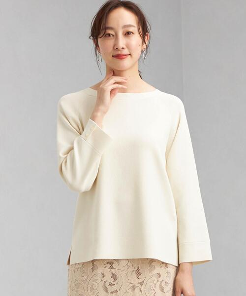 green label relaxing（グリーンレーベルリラクシング）の「ソウバリ ラグラン プルオーバー ニット -ウォッシャブル-（ニット/セーター・レディース・ブラック/その他1/ライトブルー/オフホワイト・FREE）」の2枚目の写真