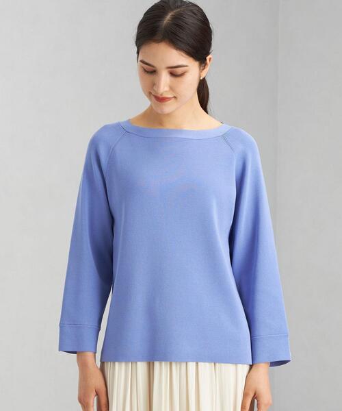 green label relaxing（グリーンレーベルリラクシング）の「ソウバリ ラグラン プルオーバー ニット -ウォッシャブル-（ニット/セーター・レディース・ブラック/その他1/ライトブルー/オフホワイト・FREE）」の5枚目の写真