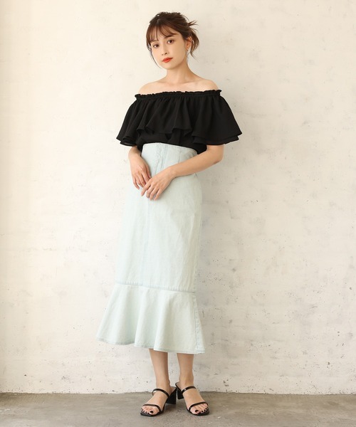 one after another NICE CLAUP（ワンアフターアナザーナイスクラップ）の「レースアップマーメイドスカート（スカート・レディース・ブラック/ネイビー/サックスブルー/ブルー系その他・FREE）」の16枚目の写真