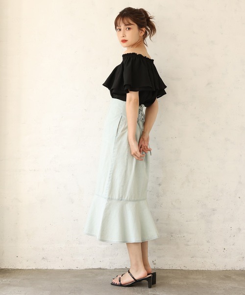 one after another NICE CLAUP（ワンアフターアナザーナイスクラップ）の「レースアップマーメイドスカート（スカート・レディース・ブラック/ネイビー/サックスブルー/ブルー系その他・FREE）」の17枚目の写真