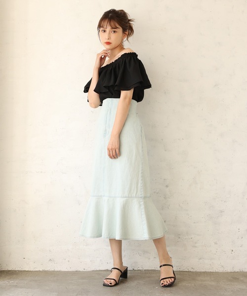 one after another NICE CLAUP（ワンアフターアナザーナイスクラップ）の「レースアップマーメイドスカート（スカート・レディース・ブラック/ネイビー/サックスブルー/ブルー系その他・FREE）」の13枚目の写真