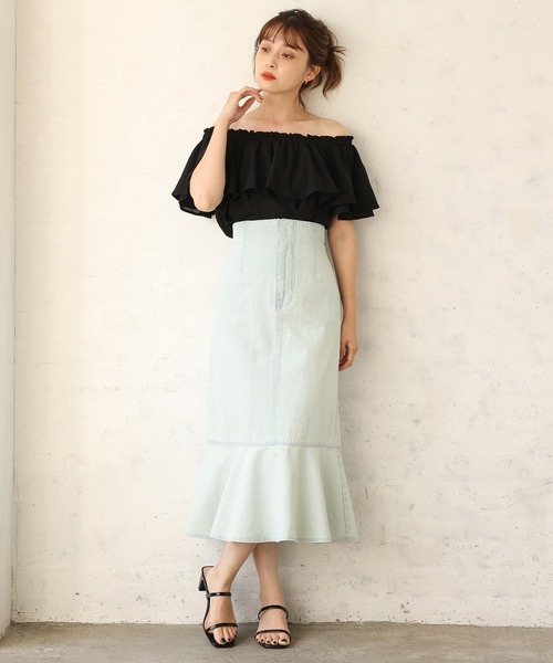 one after another NICE CLAUP（ワンアフターアナザーナイスクラップ）の「レースアップマーメイドスカート（スカート・レディース・ブラック/ネイビー/サックスブルー/ブルー系その他・FREE）」の15枚目の写真