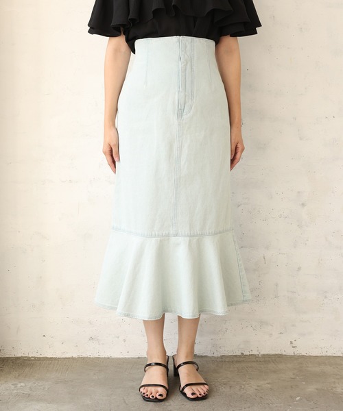 one after another NICE CLAUP（ワンアフターアナザーナイスクラップ）の「レースアップマーメイドスカート（スカート・レディース・ブラック/ネイビー/サックスブルー/ブルー系その他・FREE）」の10枚目の写真