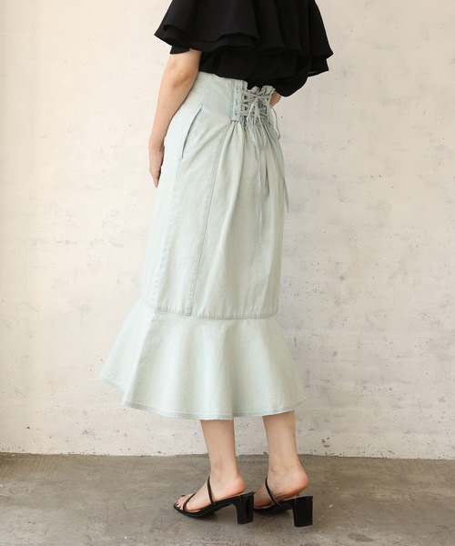 one after another NICE CLAUP（ワンアフターアナザーナイスクラップ）の「レースアップマーメイドスカート（スカート・レディース・ブラック/ネイビー/サックスブルー/ブルー系その他・FREE）」の11枚目の写真