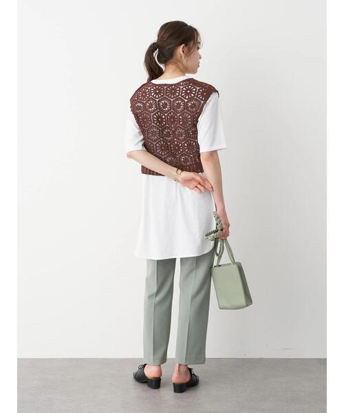 earth music&ecology（アースミュージックアンドエコロジー）の「センターシームフレアパンツ ＊（その他パンツ・レディース・ブラック/ピンク/ミント/ライトベージュ・S/M）」の12枚目の写真