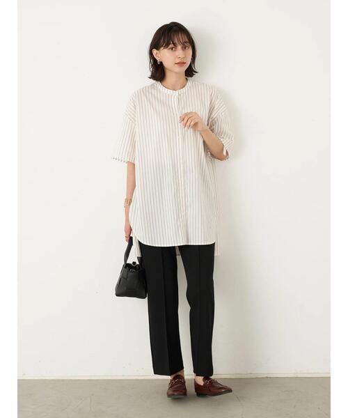 earth music&ecology（アースミュージックアンドエコロジー）の「センターシームフレアパンツ ＊（その他パンツ・レディース・ブラック/ピンク/ミント/ライトベージュ・S/M）」の10枚目の写真