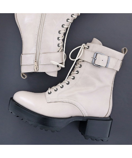 あしながおじさん（アシナガオジサン）の「厚底コンバットブーツ　-6701273（ブーツ・レディース・ブラック/アイボリー/ワイン・22.5cm/23.5cm/24.5cm/23.0cm/24.0cm）」の12枚目の写真