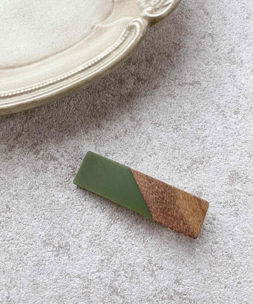 Urbanfemine ウッドカラーストーンヘアクリップ バレッタ ヘアクリップ Urbanfemine アーバンフェミン のファッション