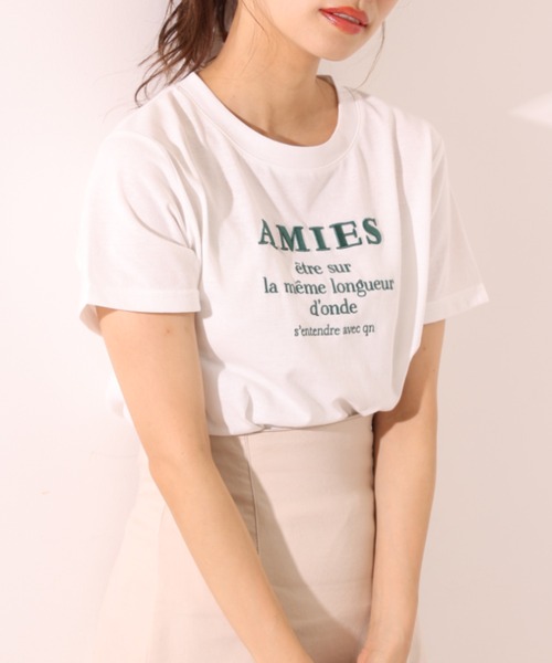 one after another NICE CLAUP(ワンアフターアナザーナイスクラップ)の「刺繍ロゴT(Tシャツ/カットソー・レディース・ブラック/グリーン系その他/ピンク系その他/ブラック系その他/ダークグリーン系・FREE)」の4枚目の写真