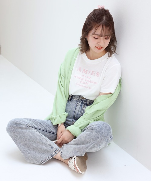 one after another NICE CLAUP(ワンアフターアナザーナイスクラップ)の「刺繍ロゴT(Tシャツ/カットソー・レディース・ブラック/グリーン系その他/ピンク系その他/ブラック系その他/ダークグリーン系・FREE)」の8枚目の写真