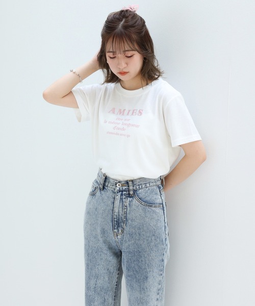 one after another NICE CLAUP(ワンアフターアナザーナイスクラップ)の「刺繍ロゴT(Tシャツ/カットソー・レディース・ブラック/グリーン系その他/ピンク系その他/ブラック系その他/ダークグリーン系・FREE)」の11枚目の写真