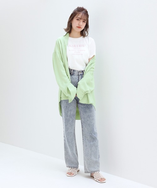 one after another NICE CLAUP(ワンアフターアナザーナイスクラップ)の「刺繍ロゴT(Tシャツ/カットソー・レディース・ブラック/グリーン系その他/ピンク系その他/ブラック系その他/ダークグリーン系・FREE)」の6枚目の写真