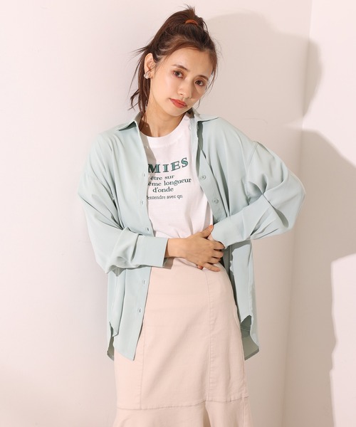one after another NICE CLAUP(ワンアフターアナザーナイスクラップ)の「刺繍ロゴT(Tシャツ/カットソー・レディース・ブラック/グリーン系その他/ピンク系その他/ブラック系その他/ダークグリーン系・FREE)」の22枚目の写真