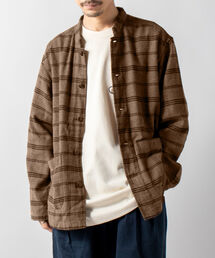 GLOSTER | 【GLOSTER/グロスター】バンドカラージャケット　コーデュロイ/ネルチェック(ブルゾン)