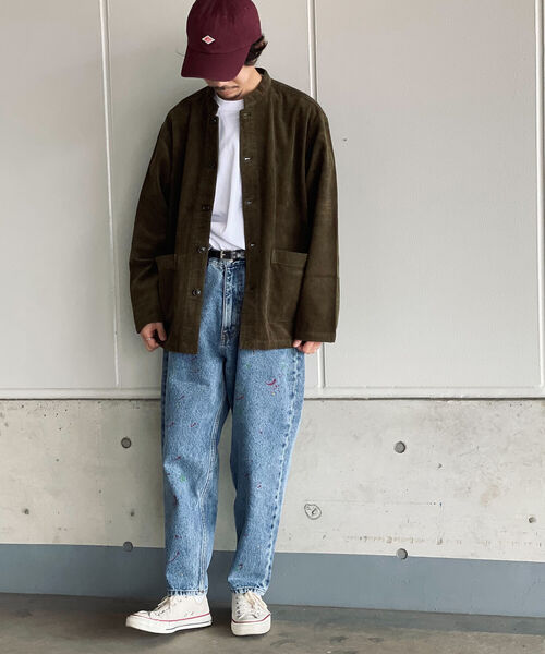 GLOSTER（グロスター）の「【GLOSTER/グロスター】バンドカラージャケット　コーデュロイ/ネルチェック（ブルゾン・メンズ・ネイビー/オリーブ/アイボリー/ライトブラウン/ホワイト系その他/ブラウン系その他・MEDIUM/LARGE）」の7枚目の写真