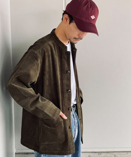 GLOSTER（グロスター）の「【GLOSTER/グロスター】バンドカラージャケット　コーデュロイ/ネルチェック（ブルゾン・メンズ・ネイビー/オリーブ/アイボリー/ライトブラウン/ホワイト系その他/ブラウン系その他・MEDIUM/LARGE）」の11枚目の写真