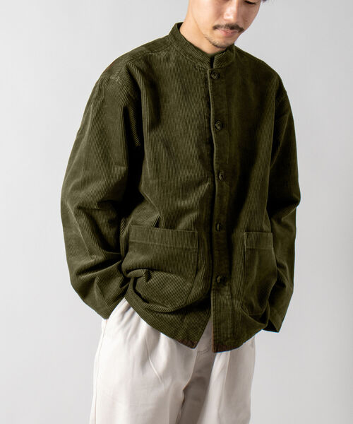 GLOSTER（グロスター）の「【GLOSTER/グロスター】バンドカラージャケット　コーデュロイ/ネルチェック（ブルゾン・メンズ・ネイビー/オリーブ/アイボリー/ライトブラウン/ホワイト系その他/ブラウン系その他・MEDIUM/LARGE）」の14枚目の写真