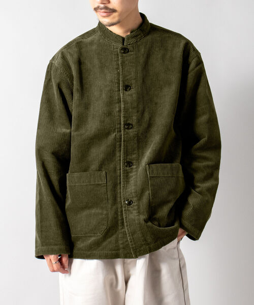 GLOSTER（グロスター）の「【GLOSTER/グロスター】バンドカラージャケット　コーデュロイ/ネルチェック（ブルゾン・メンズ・ネイビー/オリーブ/アイボリー/ライトブラウン/ホワイト系その他/ブラウン系その他・MEDIUM/LARGE）」の15枚目の写真