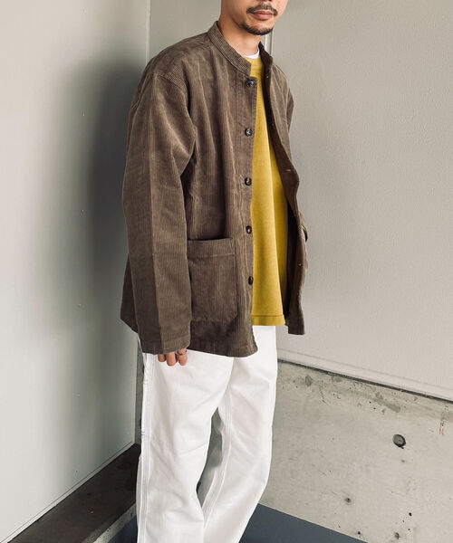 GLOSTER（グロスター）の「【GLOSTER/グロスター】バンドカラージャケット　コーデュロイ/ネルチェック（ブルゾン・メンズ・ネイビー/オリーブ/アイボリー/ライトブラウン/ホワイト系その他/ブラウン系その他・MEDIUM/LARGE）」の19枚目の写真