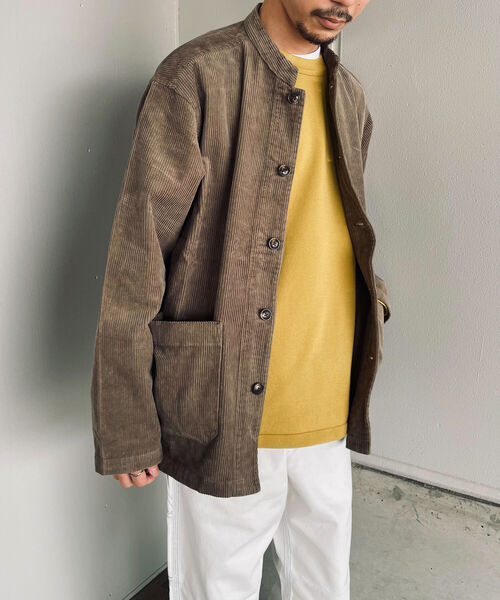 GLOSTER（グロスター）の「【GLOSTER/グロスター】バンドカラージャケット　コーデュロイ/ネルチェック（ブルゾン・メンズ・ネイビー/オリーブ/アイボリー/ライトブラウン/ホワイト系その他/ブラウン系その他・MEDIUM/LARGE）」の20枚目の写真