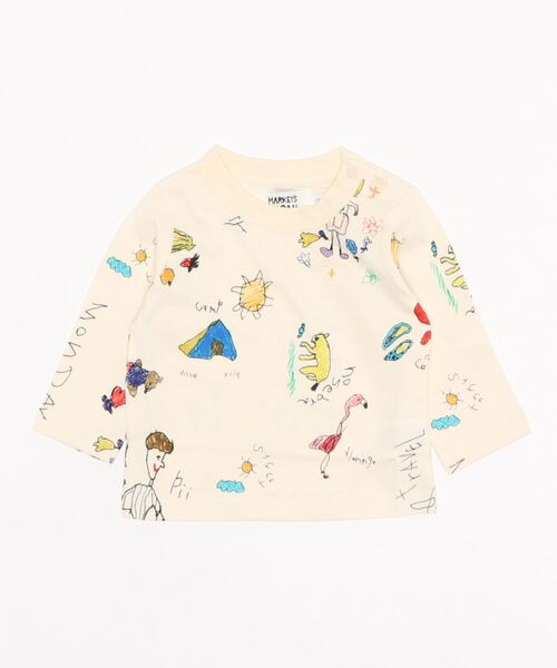 HOGAN RANCH WEAR(ホーガンランチウエア)の「ソウガラナガソデTシャツ(H-6703/70~130cm)(Tシャツ/カットソー・キッズ・ホワイト/ベージュ/グレー/ピンク/グリーン/チェック/オフホワイト/ライトブルー/ブルー/アイボリー・80/110/90/130/120/100/70/95)」の4枚目の写真