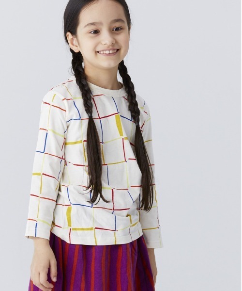 HOGAN RANCH WEAR(ホーガンランチウエア)の「ソウガラナガソデTシャツ(H-6703/70~130cm)(Tシャツ/カットソー・キッズ・ホワイト/ベージュ/グレー/ピンク/グリーン/チェック/オフホワイト/ライトブルー/ブルー/アイボリー・80/110/90/130/120/100/70/95)」の1枚目の写真