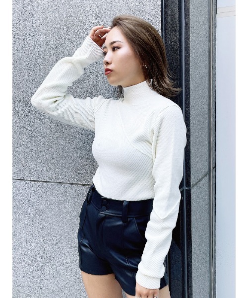 ENVYM(アンビー)の「スウィッチングリブニットTOPS(ニット/セーター・レディース・グレー/ホワイト/ブラック・FREE)」の2枚目の写真