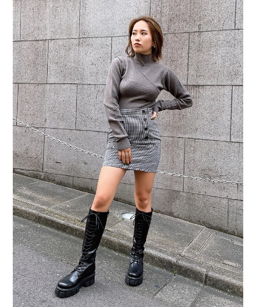 ENVYM(アンビー)の「スウィッチングリブニットTOPS(ニット/セーター・レディース・グレー/ホワイト/ブラック・FREE)」の9枚目の写真