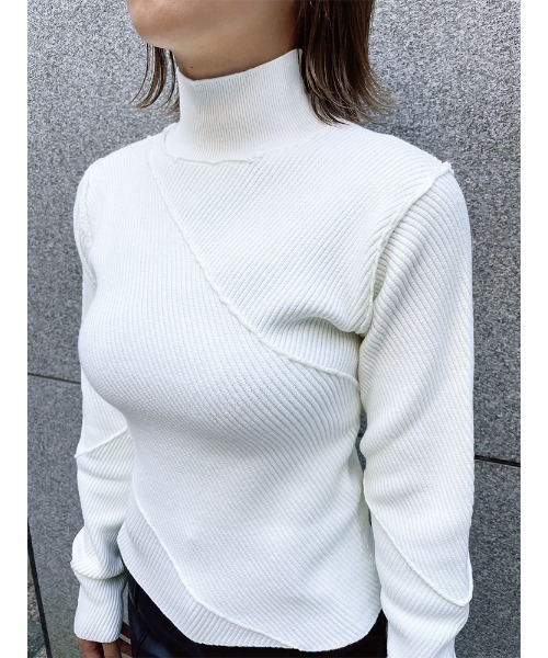 ENVYM(アンビー)の「スウィッチングリブニットTOPS(ニット/セーター・レディース・グレー/ホワイト/ブラック・FREE)」の12枚目の写真