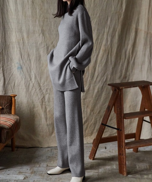 Keeepy(キーピー)の「【Keeepy】high neck rib knit setup(セットアップ・レディース・グレー/イエロー・FREE)」の4枚目の写真