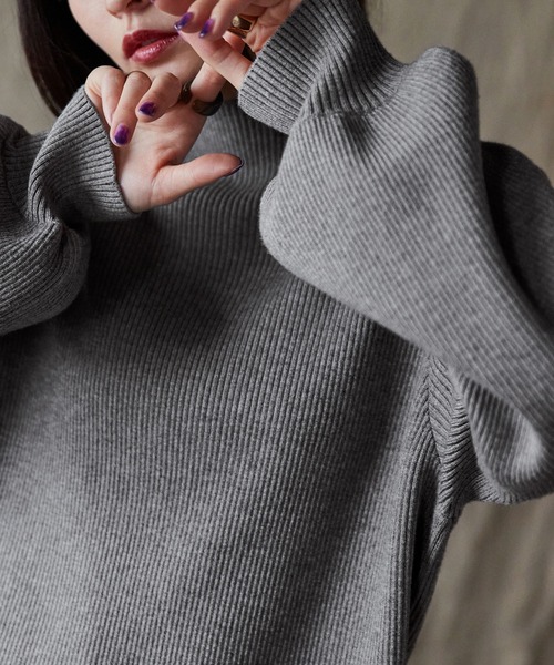 Keeepy(キーピー)の「【Keeepy】high neck rib knit setup(セットアップ・レディース・グレー/イエロー・FREE)」の8枚目の写真