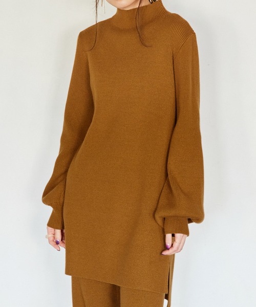 Keeepy(キーピー)の「【Keeepy】high neck rib knit setup(セットアップ・レディース・グレー/イエロー・FREE)」の5枚目の写真