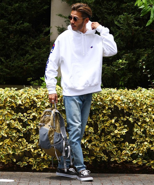 Champion トップス チャンピオン チャンピオン 袖プリントスウェットプルオーバーフーディーパーカー パーカー Www Very Net