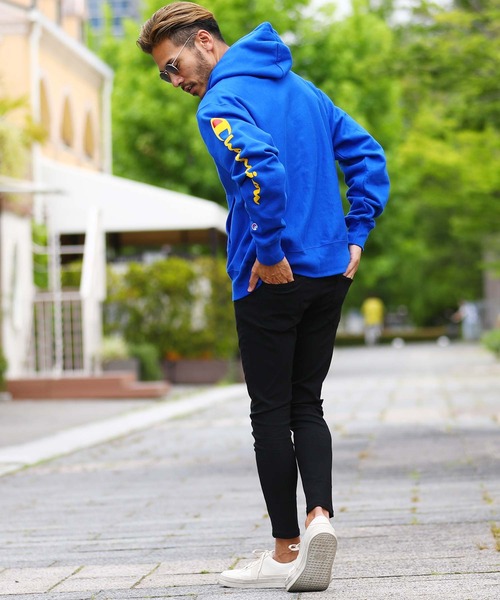 Champion トップス チャンピオン チャンピオン 袖プリントスウェットプルオーバーフーディーパーカー パーカー Www Very Net