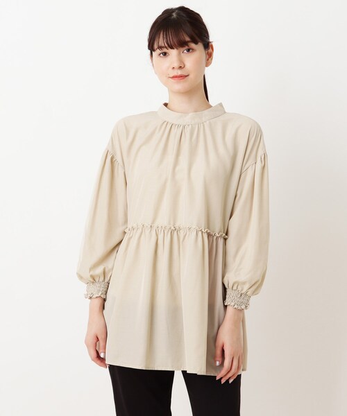 DRESKIP（ドレスキップ）の「◆ティアードギャザーブラウス（シャツ/ブラウス・レディース・ネイビー/ライトベージュ/ブルー・03/02）」の2枚目の写真