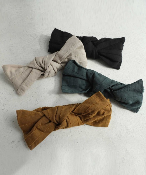antiqua（アンティカ）の「ナチュラルな雰囲気たっぷり！コットンリネンヘアバンド（ヘアバンド・レディース・マスタード/ベージュ/ブラック/グリーン・FREE）」の10枚目の写真
