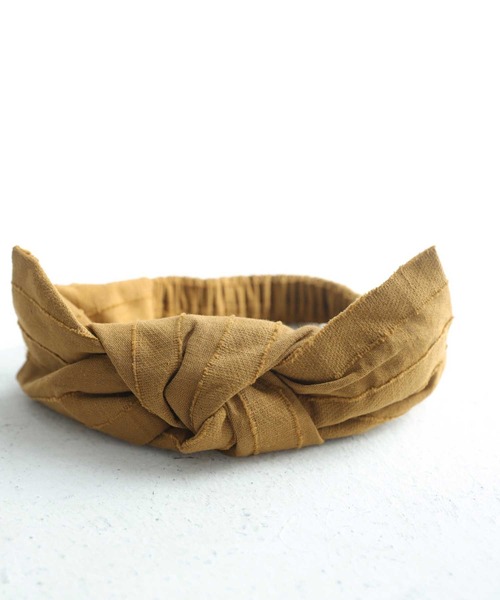 antiqua（アンティカ）の「ナチュラルな雰囲気たっぷり！コットンリネンヘアバンド（ヘアバンド・レディース・マスタード/ベージュ/ブラック/グリーン・FREE）」の12枚目の写真