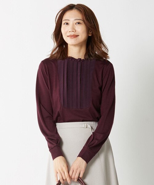 J.PRESS Ladies(J.プレス レディス)の「ウォッシャブルウールジャージー フリル襟 カットソー(Tシャツ/カットソー・レディース・ピンク系/サックスブルー系/ワイン系/ライトグレー系・SMALL)」の4枚目の写真