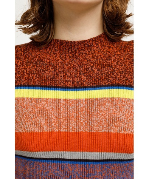 SLY（スライ）の「MULTI BORDER PUFF TOPS/マルチボーダーパフスリーブトップス（ニット/セーター・レディース・グリーン系その他2/オレンジ系その他・FREE）」の13枚目の写真