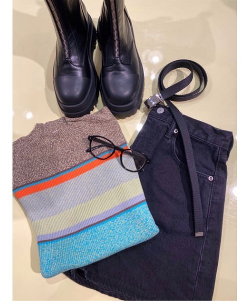 SLY（スライ）の「MULTI BORDER PUFF TOPS/マルチボーダーパフスリーブトップス（ニット/セーター・レディース・グリーン系その他2/オレンジ系その他・FREE）」の17枚目の写真