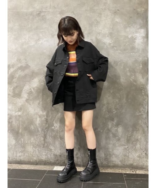 SLY（スライ）の「MULTI BORDER PUFF TOPS/マルチボーダーパフスリーブトップス（ニット/セーター・レディース・グリーン系その他2/オレンジ系その他・FREE）」の19枚目の写真