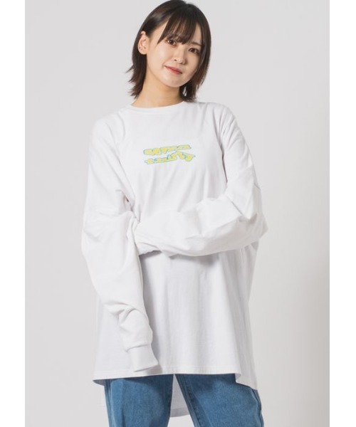 RE730（アールイーセブンサーティー）の「【RE730】ロゴプリントモンスターシルエットロンT（Tシャツ/カットソー・メンズ・ブラック×ホワイト/ホワイト×パープル/ホワイト×イエロー/ブラック×イエロー・MEDIUM/LARGE）」の3枚目の写真