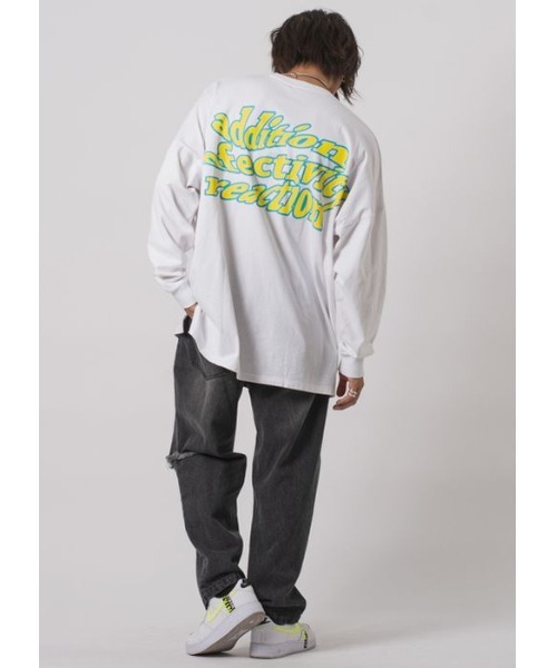 RE730（アールイーセブンサーティー）の「【RE730】ロゴプリントモンスターシルエットロンT（Tシャツ/カットソー・メンズ・ブラック×ホワイト/ホワイト×パープル/ホワイト×イエロー/ブラック×イエロー・MEDIUM/LARGE）」の8枚目の写真