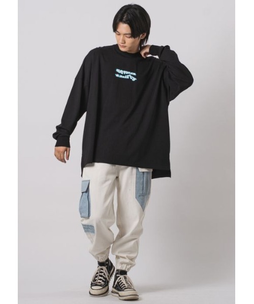 RE730（アールイーセブンサーティー）の「【RE730】ロゴプリントモンスターシルエットロンT（Tシャツ/カットソー・メンズ・ブラック×ホワイト/ホワイト×パープル/ホワイト×イエロー/ブラック×イエロー・MEDIUM/LARGE）」の15枚目の写真