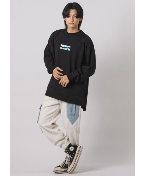 RE730（アールイーセブンサーティー）の「【RE730】ロゴプリントモンスターシルエットロンT（Tシャツ/カットソー・メンズ・ブラック×ホワイト/ホワイト×パープル/ホワイト×イエロー/ブラック×イエロー・MEDIUM/LARGE）」の6枚目の写真