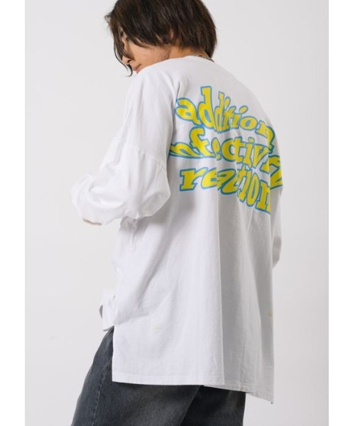 RE730（アールイーセブンサーティー）の「【RE730】ロゴプリントモンスターシルエットロンT（Tシャツ/カットソー・メンズ・ブラック×ホワイト/ホワイト×パープル/ホワイト×イエロー/ブラック×イエロー・MEDIUM/LARGE）」の7枚目の写真